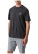 Thumbnail T-shirt en coton marine uni avec logo imprimé et un col rond - Image 3