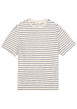 Thumbnail T-shirt en coton écru à rayures bleues avec une coupe droite et un col rond