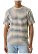 Thumbnail T-shirt en coton écru à rayures bleues avec une coupe droite et un col rond - Image 2