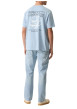 Thumbnail T-shirt en coton bleu ciel imprimé avec une coupe droite et un col rond - Image 4