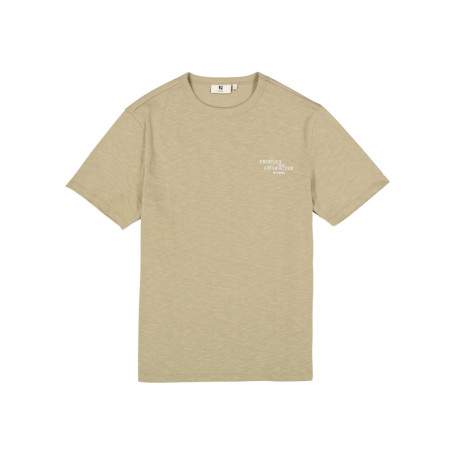T-shirt en coton kaki imprimé avec une coupe...