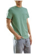 Thumbnail T-shirt en coton vert uni avec une coupe droite et un col rond - Image 3