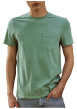 Thumbnail T-shirt en coton vert uni avec une coupe droite et un col rond - Image 4