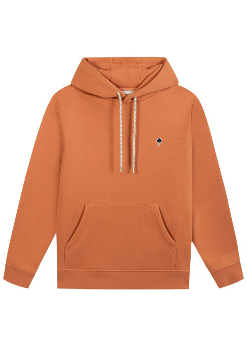 Sweat à capuche brique uni avec une coupe droite et un logo brodé
