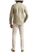 Thumbnail Pantalon chino en coton écru uni avec une coupe slim et un logo bleu brodé - Image 3