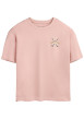 Thumbnail T-shirt en coton rose imprimé à coupe droite pourvu d'un col rond