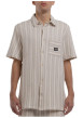 Thumbnail Chemise en coton mélangé beige à coupe droite ornée d'un motif à rayures