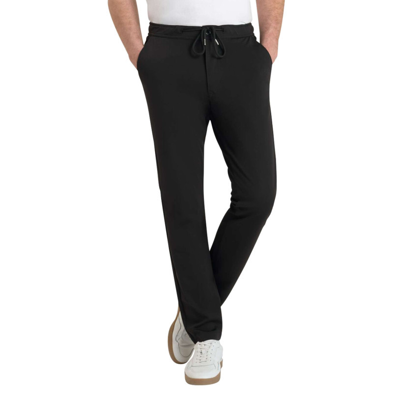 Le Temps Des Cerises - Pantalon Malo En Coton Mélangé Noir Coupe Droite Pourvu D'une Taille élastiquée - Noir