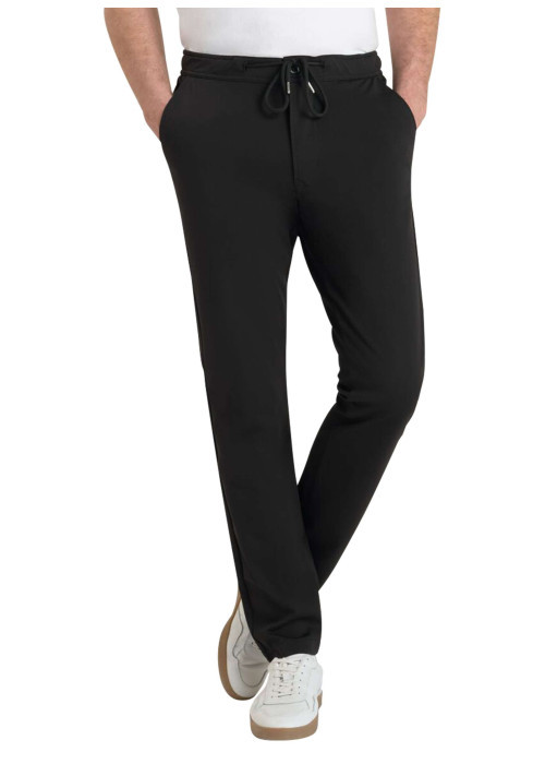 Pantalon Malo en coton mélangé noir coupe droite pourvu d'une taille élastiquée