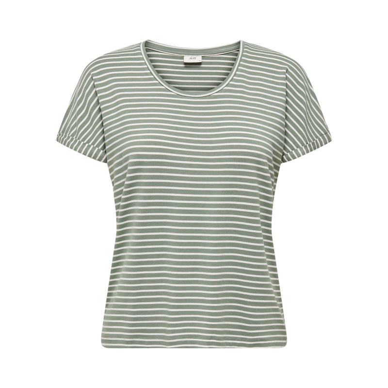Jdy - T-shirt Vert à Rayures Avec Une Coupe Droite Et Un Col Rond - Vert