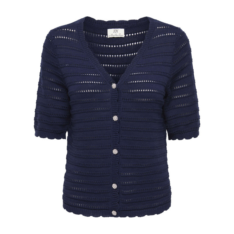Jdy - Gilet Marine Uni Avec Une Coupe Droite Et Un Col V Avec Des Boutons - Bleu Foncé