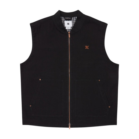 Blouson en coton noir uni sans manche avec une...