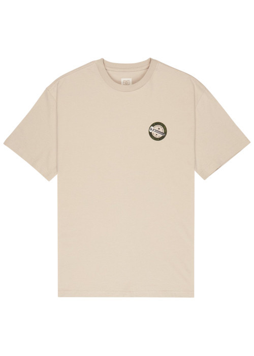 T-shirt en coton beige uni avec une coupe droite et un col rond