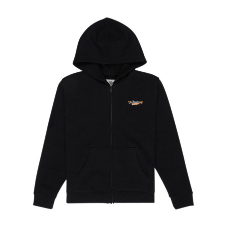 Sweat zippé en coton mélangé noir uni à capuche...