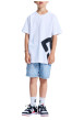 Thumbnail T-shirt en coton blanc uni avec des manches courtes et un col rond - Image 3