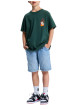 Thumbnail T-shirt en coton vert sapin uni avec un col rond et des manches courtes - Image 5