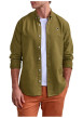 Thumbnail Chemise en coton kaki unie avec une coupe droite et un col américain - Image 3