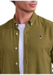 Thumbnail Chemise en coton kaki unie avec une coupe droite et un col américain - Image 5