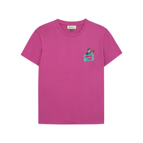T-shirt en coton fuchsia uni avec une coupe...