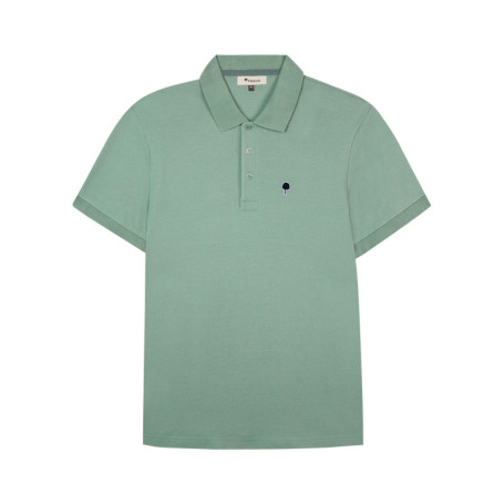Polo en coton vert uni avec une coupe droite et...