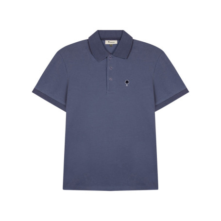 Polo en coton bleu gris uni avec une coupe...