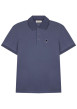 Thumbnail Polo en coton bleu gris uni avec une coupe droite et un col boutonné