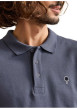 Thumbnail Polo en coton bleu gris uni avec une coupe droite et un col boutonné - Image 4