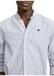 Thumbnail Chemise en coton et lin mélangé bleue à rayures avec un col américain - Image 4