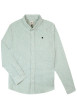 Thumbnail Chemise en coton et lin mélangé verte à rayures avec un col américain