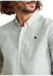 Thumbnail Chemise en coton et lin mélangé verte à rayures avec un col américain - Image 4