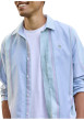 Thumbnail Chemise en coton verte à rayures avec une coupe droite et un col français - Image 4