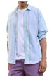 Thumbnail Chemise en coton verte à rayures avec une coupe droite et un col français - Image 5