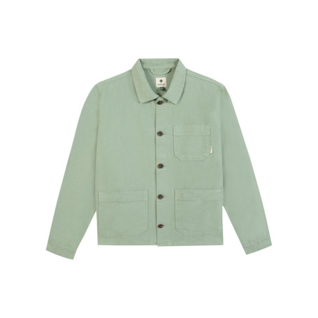 Surchemise en coton verte unie avec une coupe...
