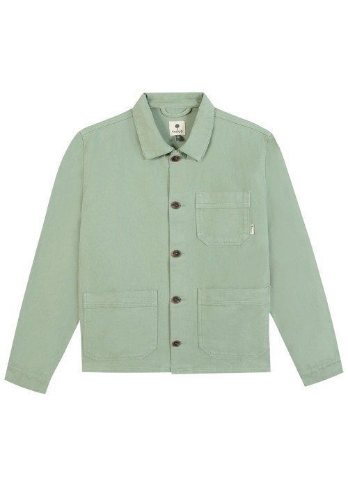 Surchemise en coton verte unie avec une coupe...