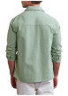 Thumbnail Surchemise en coton verte unie avec une coupe droite et un col français - Image 3