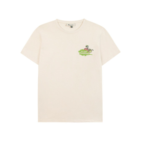 T-shirt en coton écru uni avec une coupe droite...