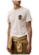 Thumbnail T-shirt en coton écru uni avec un col rond et une coupe droite - Image 2
