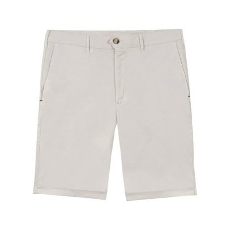 Short chino en coton écru uni avec une coupe...