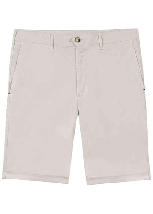 Short chino en coton écru uni avec une coupe droite et un logo brodé