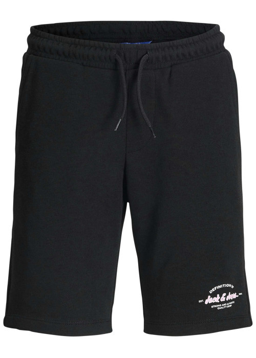 Short jogging noir uni avec une coupe droite et une taille élastiquée