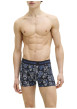 Thumbnail Boxer classique en coton biologique noir à motifs avec une taille élastiquée - Image 3