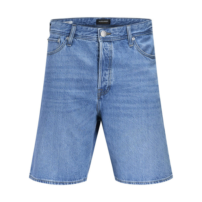 Jack & Jones - Short En Coton Bleu Délavé Avec Une Coupe Droite Et 1 Bouton De Fermeture - Bleu