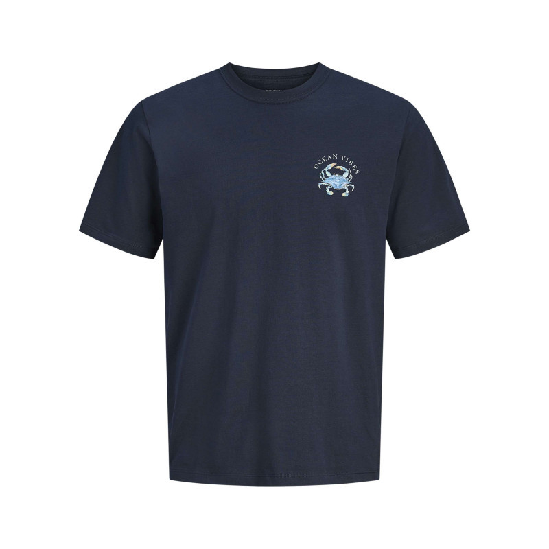 Jack & Jones - T-shirt En Coton Bleu Marine Imprimé Avec Un Col Rond Et Des Manches Courtes - Bleu Foncé Jack & Jones - T-shirt En Coton Bleu Marine Imprimé Avec Un Col Rond Et Des Manches Courtes - Bleu Foncé
