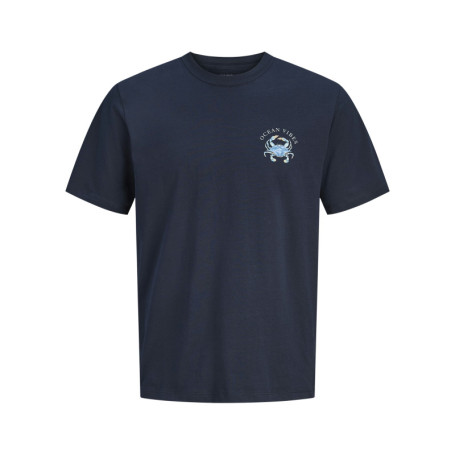 T-shirt en coton bleu marine imprimé avec un...