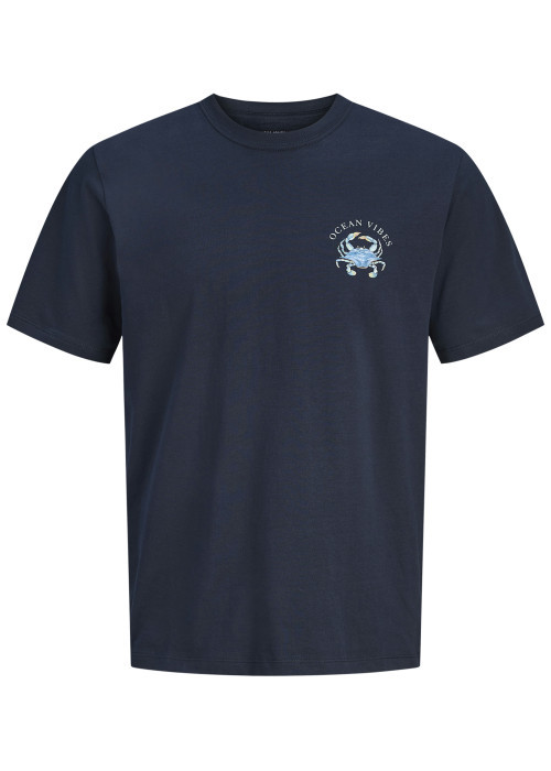T-shirt en coton bleu marine imprimé avec un...