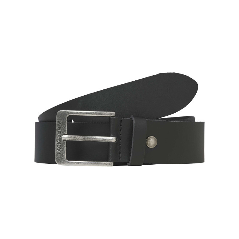 Jack & Jones - Ceinture En Cuir De Buffle Noire Unie Avec Une Boucle à Ardillon - Noir