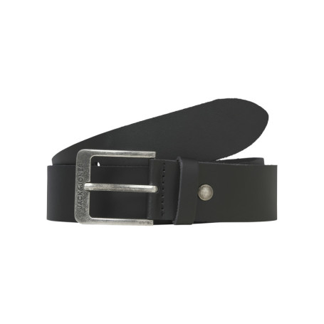 Ceinture en cuir de buffle noire unie avec une...
