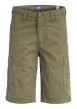 Thumbnail Short cargo en coton kaki uni avec une coupe droite et 6 poches