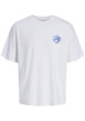 Thumbnail T-shirt en coton biologique blanc uni avec un imprimé bleu et un col rond