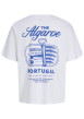 Thumbnail T-shirt en coton biologique blanc uni avec un imprimé bleu et un col rond - Image 2